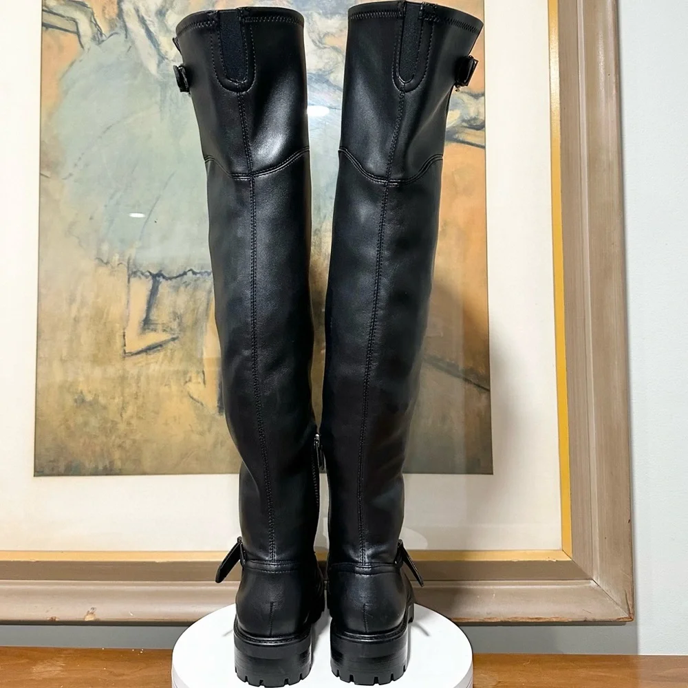 🌸MARC FISHER🌸 Ganven Lug Sole Biker Thigh-High Boots in Black Size: 6.5
